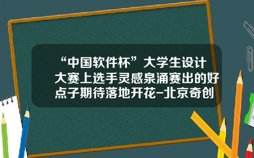 “中国软件杯”大学生设计大赛上选手灵感泉涌赛出的好点子期待落地开花-北京奇创优胜科技有限公司