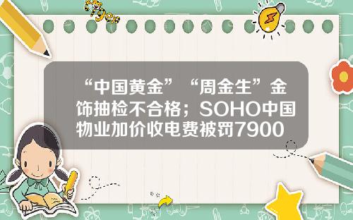 “中国黄金”“周金生”金饰抽检不合格；SOHO中国物业加价收电费被罚7900万元-合肥贵金属公司骗术