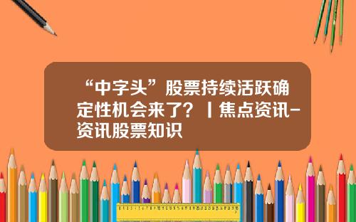 “中字头”股票持续活跃确定性机会来了？丨焦点资讯-资讯股票知识