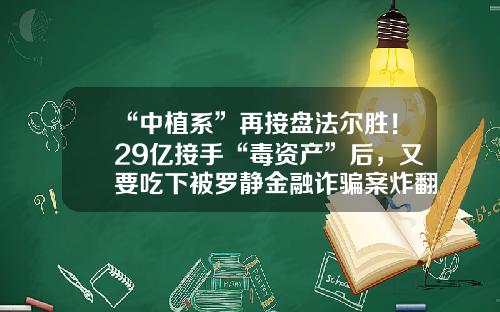 “中植系”再接盘法尔胜！29亿接手“毒资产”后，又要吃下被罗静金融诈骗案炸翻的摩山保理100%股权-江阴泰邦国际贸易有限公司