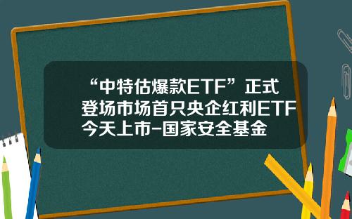 “中特估爆款ETF”正式登场市场首只央企红利ETF今天上市-国家安全基金