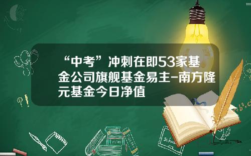 “中考”冲刺在即53家基金公司旗舰基金易主-南方隆元基金今日净值