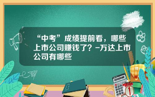 “中考”成绩提前看，哪些上市公司赚钱了？-万达上市公司有哪些