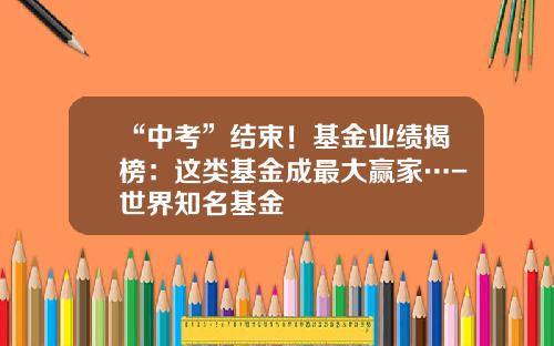 “中考”结束！基金业绩揭榜：这类基金成最大赢家…-世界知名基金