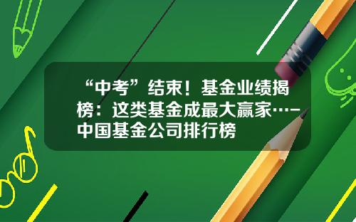 “中考”结束！基金业绩揭榜：这类基金成最大赢家…-中国基金公司排行榜
