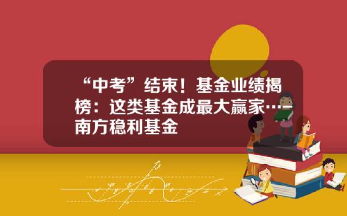 “中考”结束！基金业绩揭榜：这类基金成最大赢家…-南方稳利基金