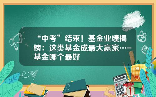 “中考”结束！基金业绩揭榜：这类基金成最大赢家…-基金哪个最好