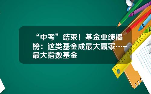 “中考”结束！基金业绩揭榜：这类基金成最大赢家…-最大指数基金