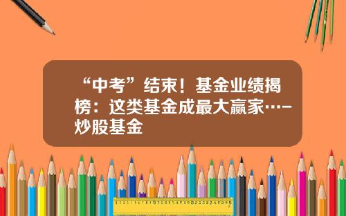 “中考”结束！基金业绩揭榜：这类基金成最大赢家…-炒股基金