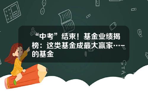 “中考”结束！基金业绩揭榜：这类基金成最大赢家…-的基金