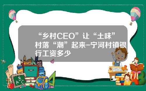 “乡村CEO”让“土味”村落“潮”起来-宁河村镇银行工资多少