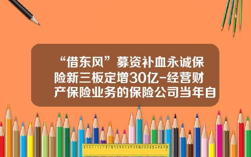 “借东风”募资补血永诚保险新三板定增30亿-经营财产保险业务的保险公司当年自留保险费
