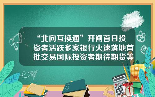 “北向互换通”开闸首日投资者活跃多家银行火速落地首批交易国际投资者期待期货等产品进一步开放-银行与期货公司合作