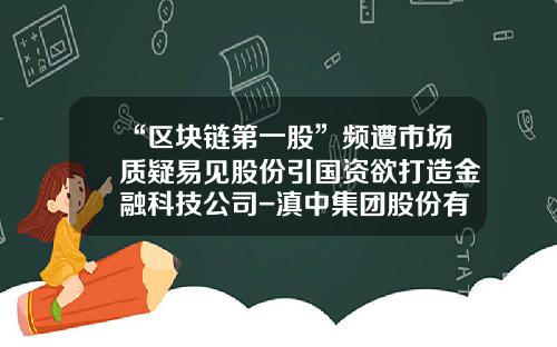 “区块链第一股”频遭市场质疑易见股份引国资欲打造金融科技公司-滇中集团股份有限公司