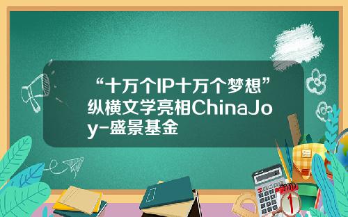 “十万个IP十万个梦想”纵横文学亮相ChinaJoy-盛景基金