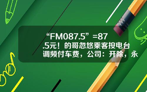 “FM087.5”=87.5元！的哥忽悠乘客按电台调频付车费，公司：开除，永不录用-电台股票资讯收费【新闻】