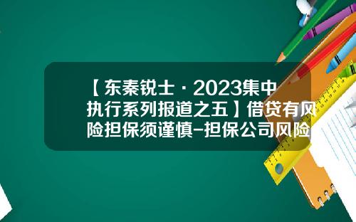 【东秦锐士·2023集中执行系列报道之五】借贷有风险担保须谨慎-担保公司风险管理试题