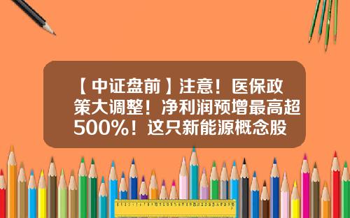 【中证盘前】注意！医保政策大调整！净利润预增最高超500%！这只新能源概念股火了；胡继勇仍为法人？公司回应-基金002419