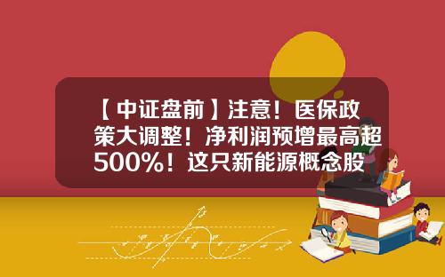 【中证盘前】注意！医保政策大调整！净利润预增最高超500%！这只新能源概念股火了；胡继勇仍为法人？公司回应-000990基金