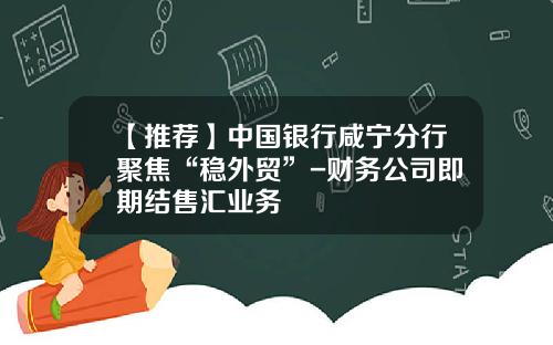 【推荐】中国银行咸宁分行聚焦“稳外贸”-财务公司即期结售汇业务