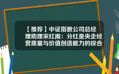 【推荐】中证指数公司总经理助理宋红雨：分红是央企经营质量与价值创造能力的综合体现-中证指数有限公司待遇年薪