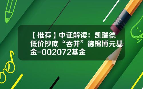 【推荐】中证解读：凯瑞德低价抄底“吞并”德棉博元基金-002072基金