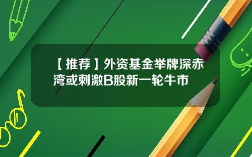 【推荐】外资基金举牌深赤湾或刺激B股新一轮牛市