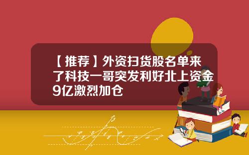 【推荐】外资扫货股名单来了科技一哥突发利好北上资金9亿激烈加仓