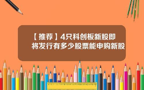 【推荐】4只科创板新股即将发行有多少股票能申购新股