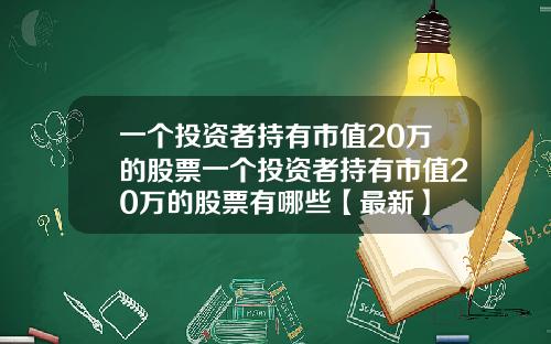 一个投资者持有市值20万的股票一个投资者持有市值20万的股票有哪些【最新】
