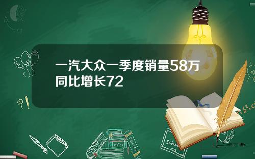 一汽大众一季度销量58万同比增长72