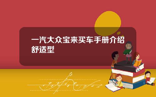 一汽大众宝来买车手册介绍舒适型