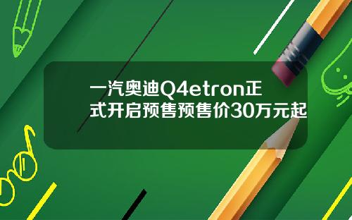一汽奥迪Q4etron正式开启预售预售价30万元起