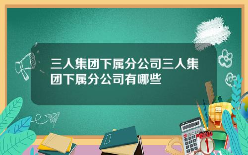 三人集团下属分公司三人集团下属分公司有哪些