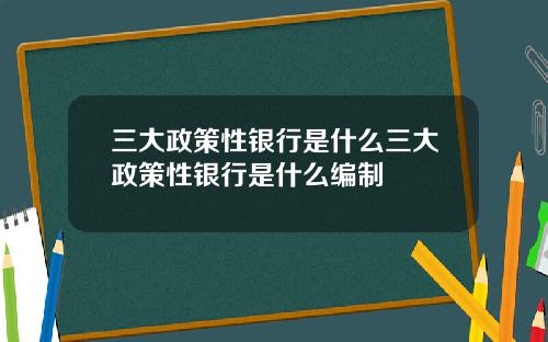 三大政策性银行是什么三大政策性银行是什么编制