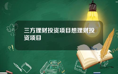三方理财投资项目想理财投资项目