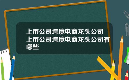 上市公司垮境电商龙头公司上市公司垮境电商龙头公司有哪些
