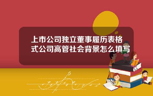 上市公司独立董事履历表格式公司高管社会背景怎么填写
