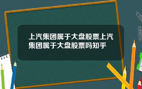 上汽集团属于大盘股票上汽集团属于大盘股票吗知乎