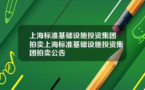 上海标准基础设施投资集团拍卖上海标准基础设施投资集团拍卖公告