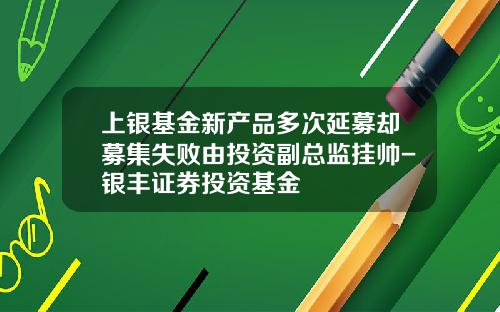 上银基金新产品多次延募却募集失败由投资副总监挂帅-银丰证券投资基金