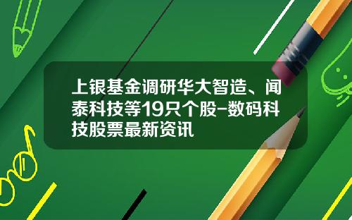 上银基金调研华大智造、闻泰科技等19只个股-数码科技股票最新资讯