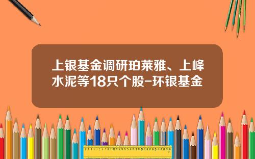 上银基金调研珀莱雅、上峰水泥等18只个股-环银基金