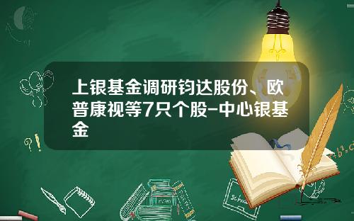 上银基金调研钧达股份、欧普康视等7只个股-中心银基金