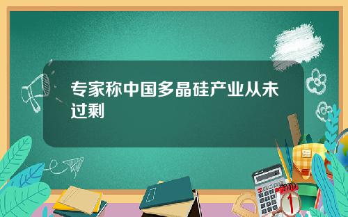 专家称中国多晶硅产业从未过剩