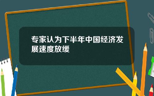 专家认为下半年中国经济发展速度放缓