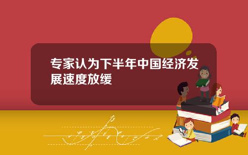 专家认为下半年中国经济发展速度放缓