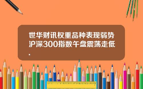 世华财讯权重品种表现弱势沪深300指数午盘震荡走低.