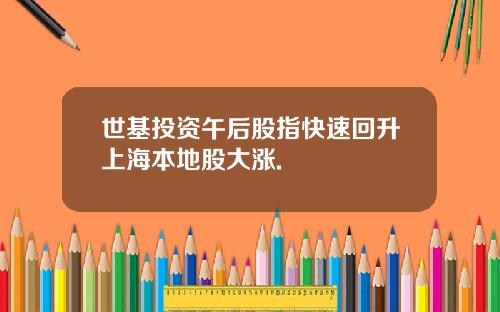 世基投资午后股指快速回升上海本地股大涨.