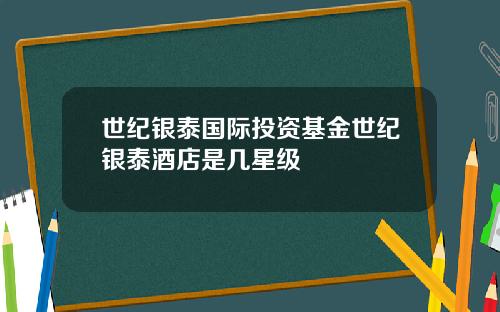 世纪银泰国际投资基金世纪银泰酒店是几星级